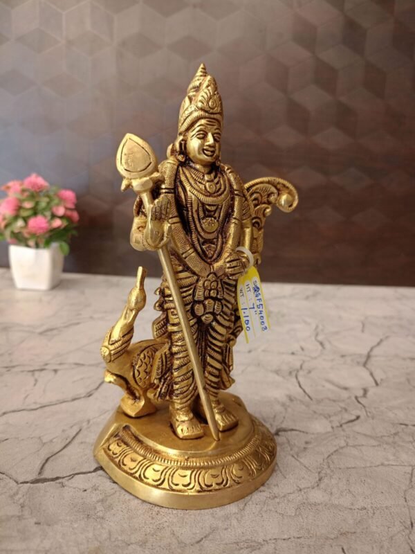 Buy Brass Murugan With Peacock Statue 7″ Antique Showroom Trichy - Image 5