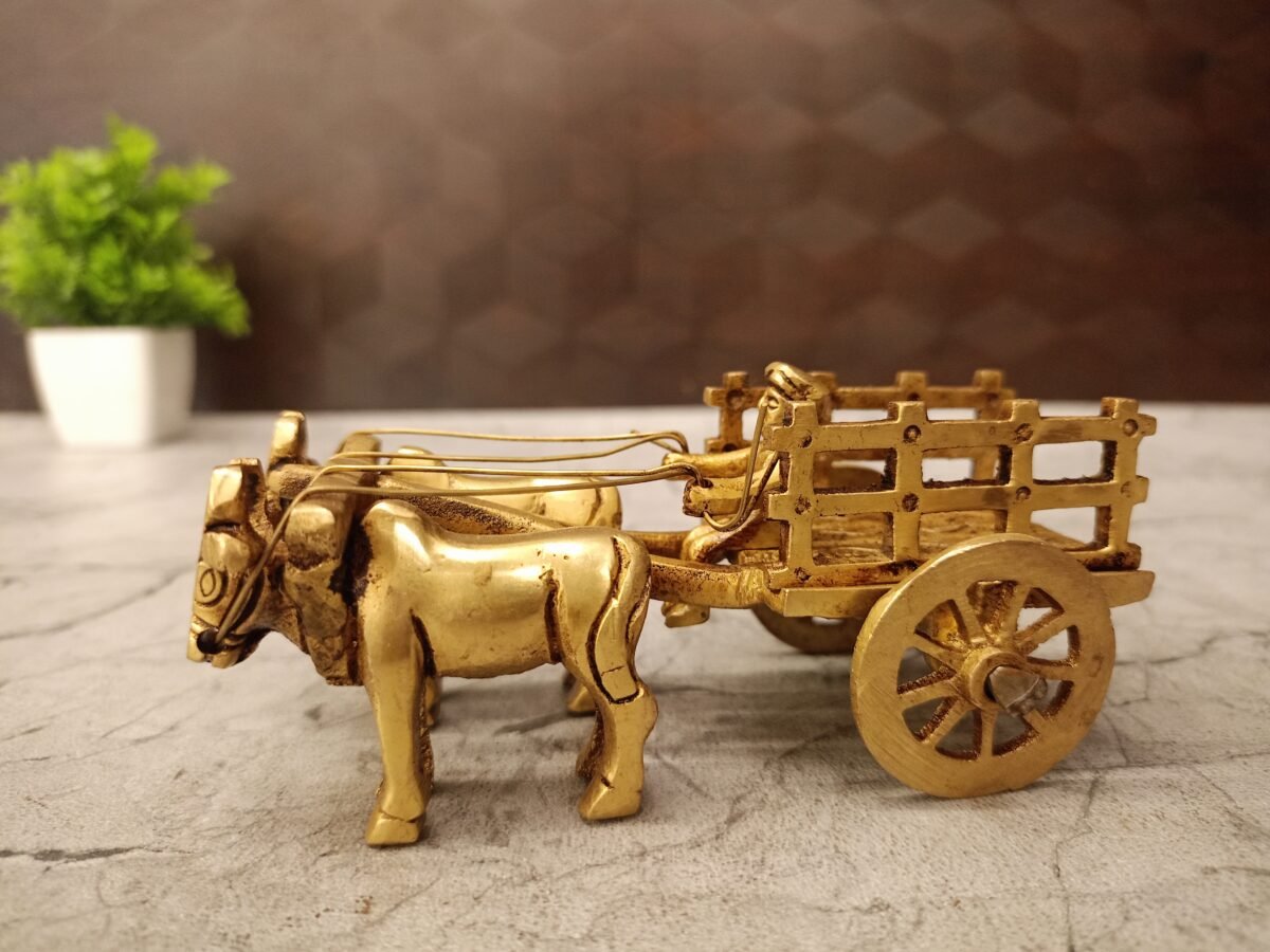 Buy Brass Open Type Bullockcart Statue For Gift And Home Decor 2″ Antique Showroom Trichy - Image 2