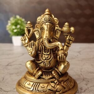 Buy Brass Oval Base Ganesha 4″ Antique Showroom Trichy