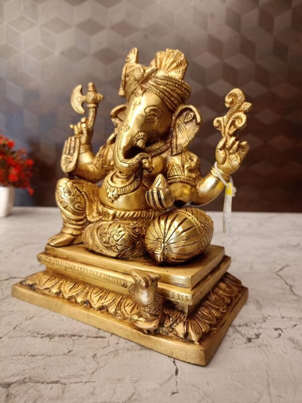 Buy Brass Pagadi Ganesha Statue For Pooja 7.5″Antique Showroom Trichy - Image 2