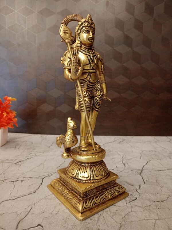 Buy Brass Palani Murugan Statue 11″ Pure And Antique Finish Showroom Trichy - Image 3