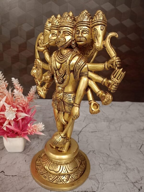 Buy Brass Panchamukhi Hanuman Statue 12″ Antique Showroom Trichy - Image 2