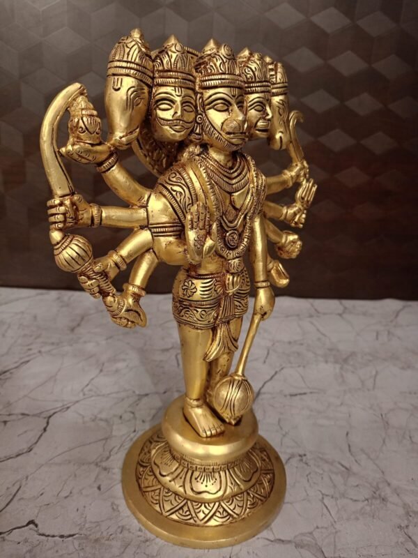 Buy Brass Panchamukhi Hanuman Statue 12″ Antique Showroom Trichy - Image 3