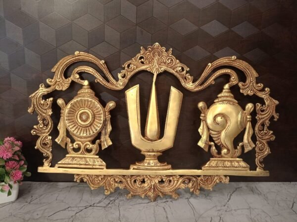 Buy Brass Perumal Namam Wall Mount For Pooja Door 11″ Antique showroom Trichy - Image 2