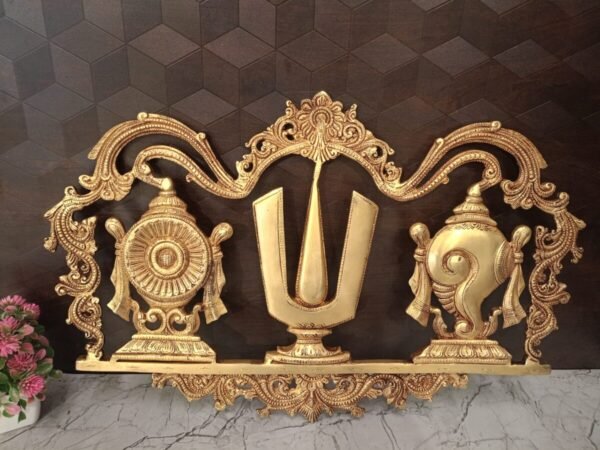Buy Brass Perumal Namam Wall Mount For Pooja Door 11″ Antique showroom Trichy - Image 4