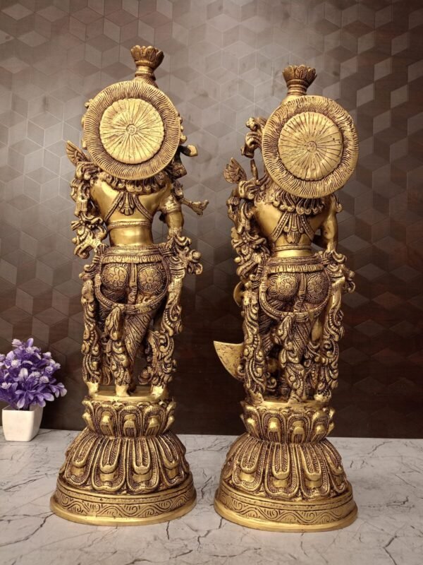 Buy Brass Superfine Radha Krishna Statue Big 21″ ,Handicraft Idol & Golden Antique Finish Showroom Trichy - Image 5