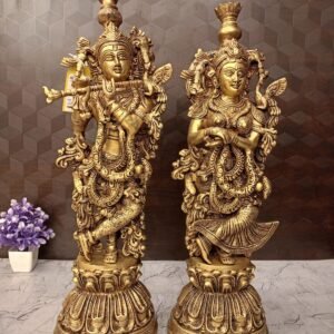 Buy Brass Superfine Radha Krishna Statue Big 21″ ,Handicraft Idol & Golden Antique Finish Showroom Trichy