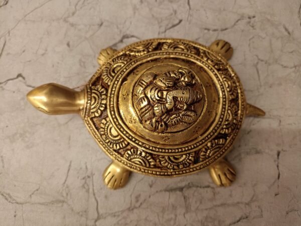 Buy Brass Tortoise With Ganesha Idol- 3″ Antique Showroom Trichy - Image 2