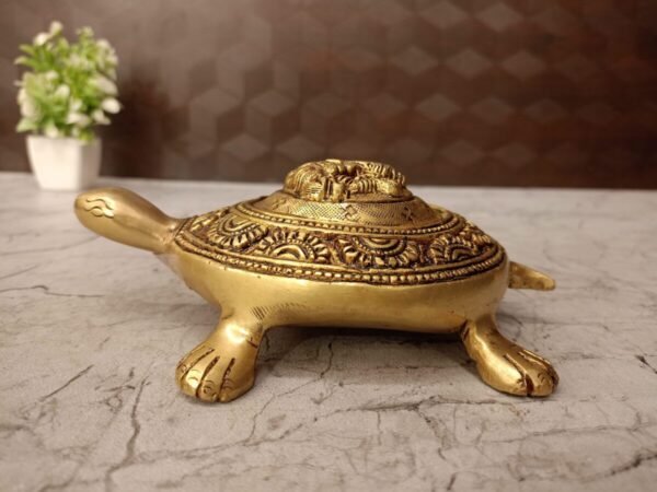 Buy Brass Tortoise With Ganesha Idol- 3″ Antique Showroom Trichy