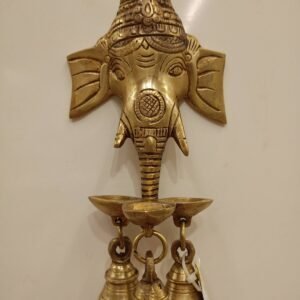 Buy Brass Wall Mount Ganesha Face With Bells 8″ Antique Showroom Trichy