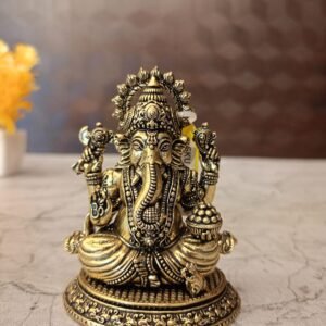 Buy Pure Brass Fine Art Ganesha Idol best price Antique Showroom Trichy 3"