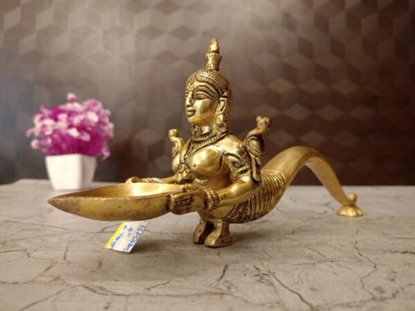 buy Brass Fish Designer Diya With Handle Pooja Idol- 4″ Antique Showroom Trichy - Image 2