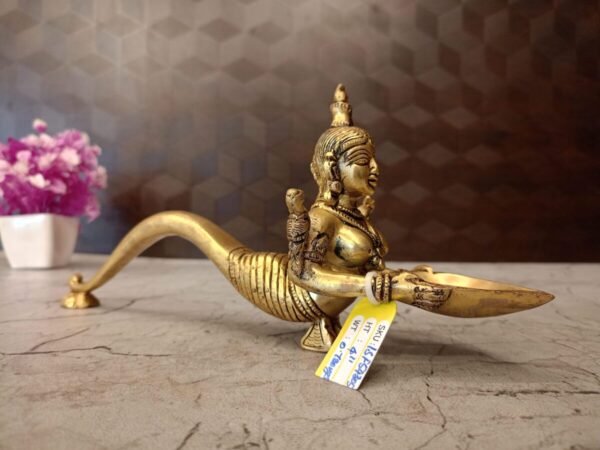 buy Brass Fish Designer Diya With Handle Pooja Idol- 4″ Antique Showroom Trichy - Image 3