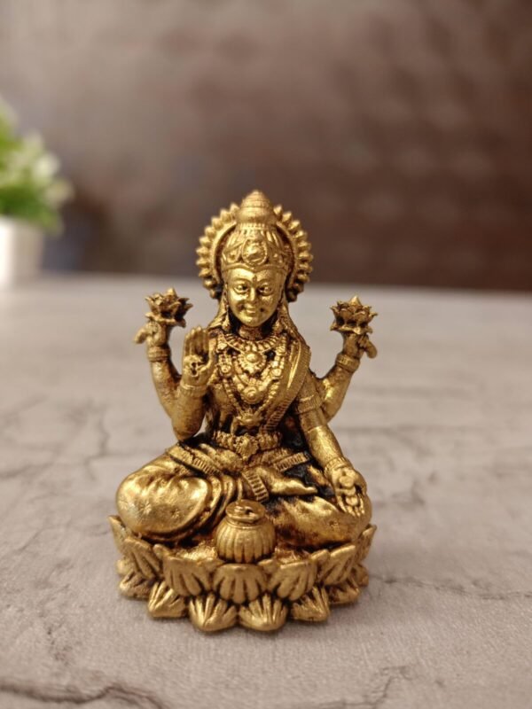 buy Brass Miniature Fine Art Lotus Lakshmi Statue 2″ Antique Showroom Trichy - Image 5