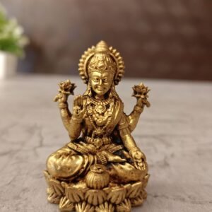 buy Brass Miniature Fine Art Lotus Lakshmi Statue 2″ Antique Showroom Trichy