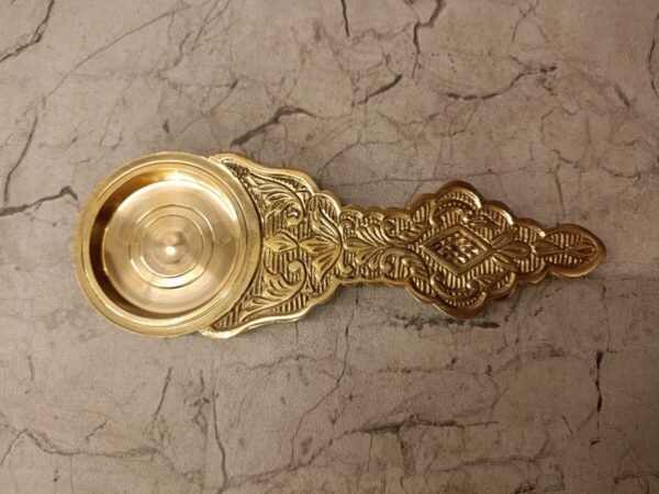 Brass Spoon Aarathi Holder Idol 1″ Antique Showroom Trichy - Image 2