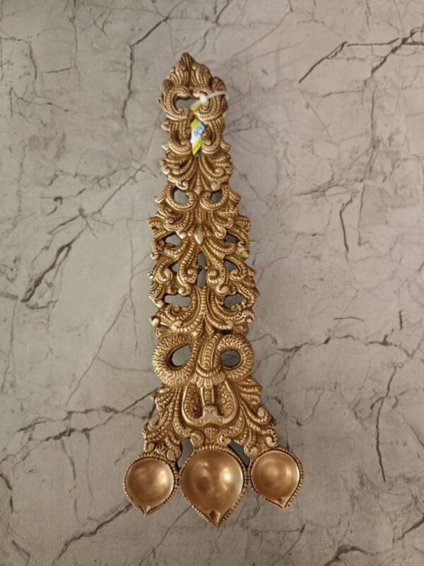 Buy Brass 3 Face Aarthi With Snake Holder 1″ Antique Showroom Trichy - Image 3
