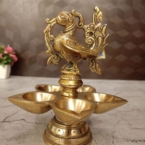 Buy Brass Annam Five Face Diya For Pooja 6″ Antique Showroom Trichy