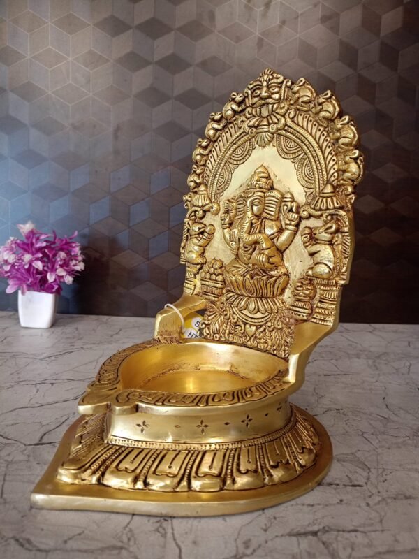 Buy Brass Big Ganesha Diya For Pooja 10″ Antique Showroom Trichy - Image 3