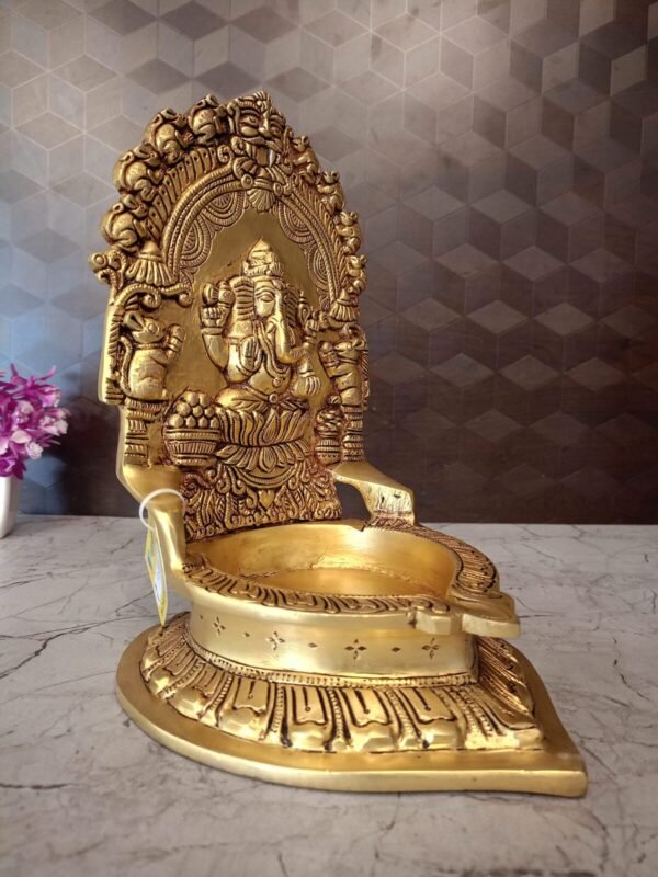 Buy Brass Big Ganesha Diya For Pooja 10″ Antique Showroom Trichy - Image 4