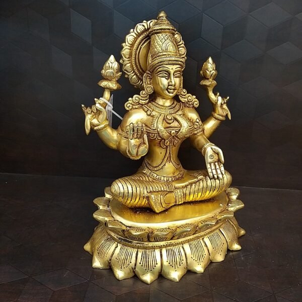 Buy Brass Big Superfine Lakshmi Statue-10.5″ Antique Showroom Trichy - Image 2