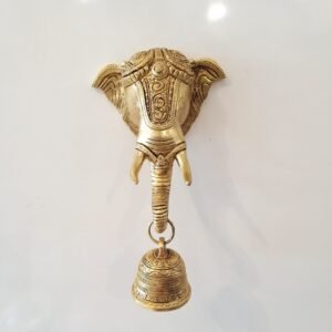 Buy Brass Elephant Face Hanging with Bell 10″ Antique Showroom Trichy