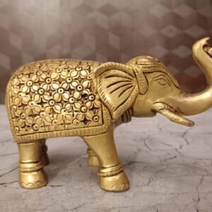 Buy Brass Elephant With Flower Design 4″ Antique Showroom Trichy