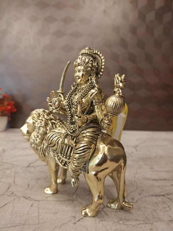 Buy Brass Fine Art Durgai Amman Statue Best For Pooja 5.5″ Antique Showroom Trichy - Image 2