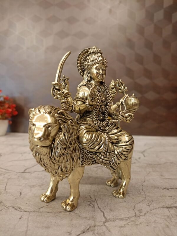 Buy Brass Fine Art Durgai Amman Statue Best For Pooja 5.5″ Antique Showroom Trichy - Image 3