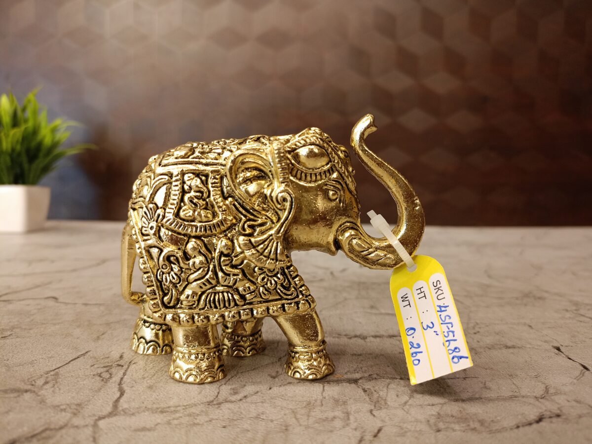 Buy Brass Fine Art Elephant Statue 3″ Antique Showroom Trichy - Image 2