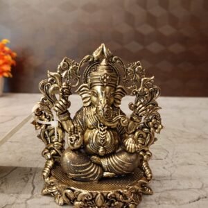 Buy Brass Fine Art Ganesha With Designer Thiruvachi 4″ Antique Showroom Trichy