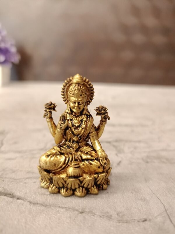 Buy Brass Fine Art Miniature Lakshmi Idol 1″ Antique Showroom Trichy