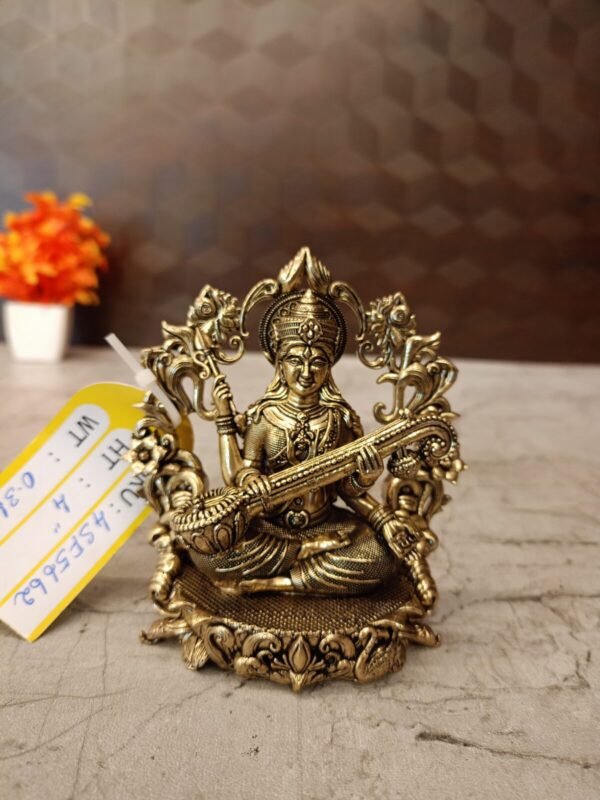 Buy Brass Fine Art Saraswathi With Thiruvachi Statue For Pooja 4″ Antique Showroom Trichy
