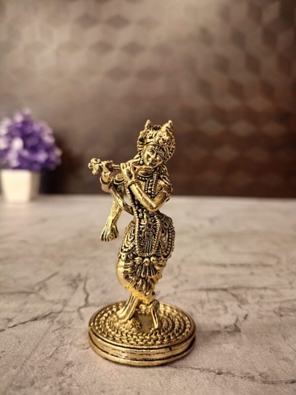 Buy Brass Fine art Krishna 3″ Antique Showroom Trichy - Image 3