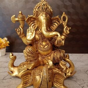 Buy Brass Ganesha Idol Sitting On Elephant Head12.5″Antique Showroom Trichy