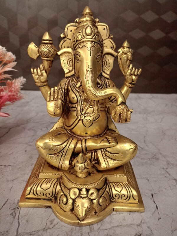 Buy Brass Ganesha With Kalasam Idol 8″ Antique Showroom Trichy - Image 2