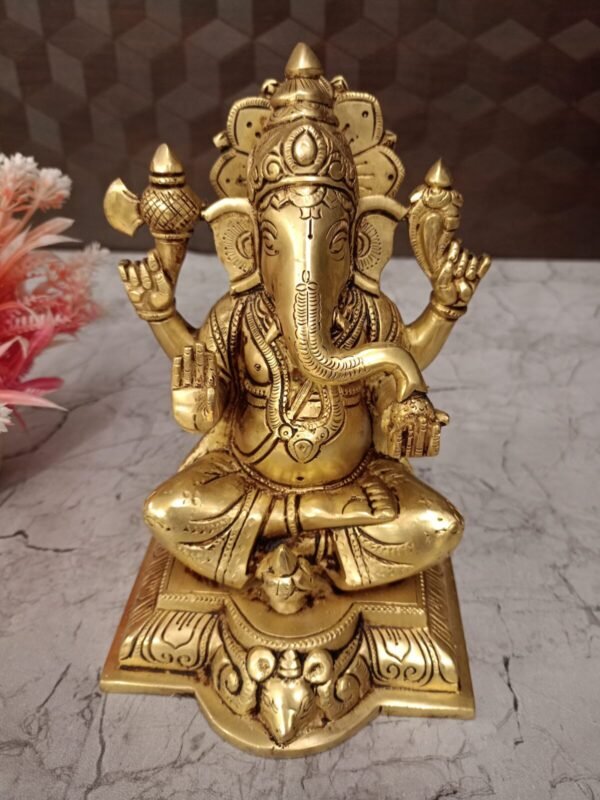 Buy Brass Ganesha With Kalasam Idol 8″ Antique Showroom Trichy - Image 4