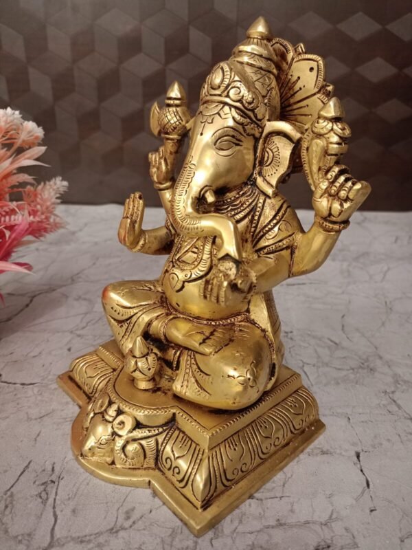 Buy Brass Ganesha With Kalasam Idol 8″ Antique Showroom Trichy - Image 5