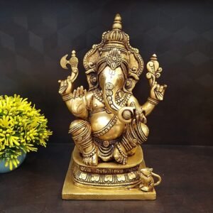 Buy Brass Ganesha With Two Leg Folded Statue- 12″ Antique Showroom Trichy