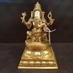 Buy Brass Ganesha on Big Designer Base Statue- 9″ Antique Showroom Trichy