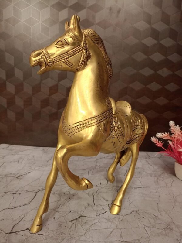 Buy Brass Horse Idol For Gift , Home Decor 13.5″ Antique Showroom Trichy - Image 2