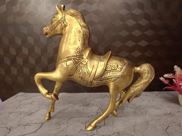 Buy Brass Horse Idol For Gift , Home Decor 13.5″ Antique Showroom Trichy - Image 3