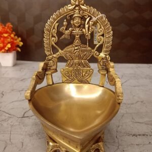 Buy Brass Kamakshi Diya 7″ , For Pooja Antique Showroom Trichy