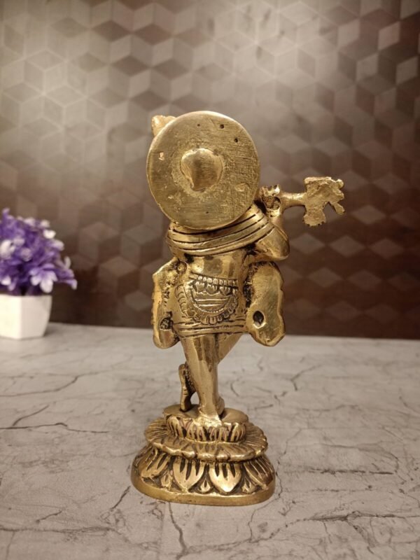 Buy Brass Krishna Standing on Lotus Base Antique Idol- 9″ Showroom Trichy - Image 5