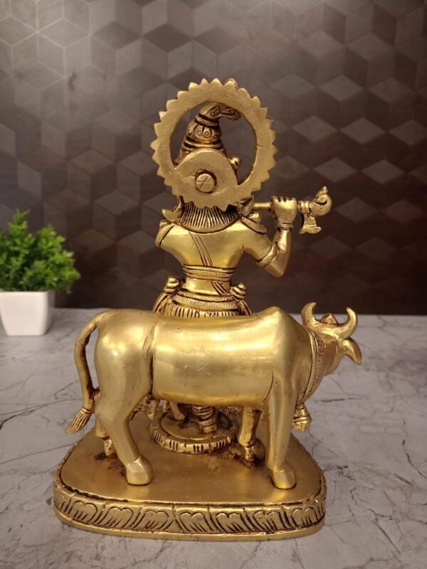 Buy Brass Krishna With Cow Idol- 8″ Antique Showroom Trichy - Image 2
