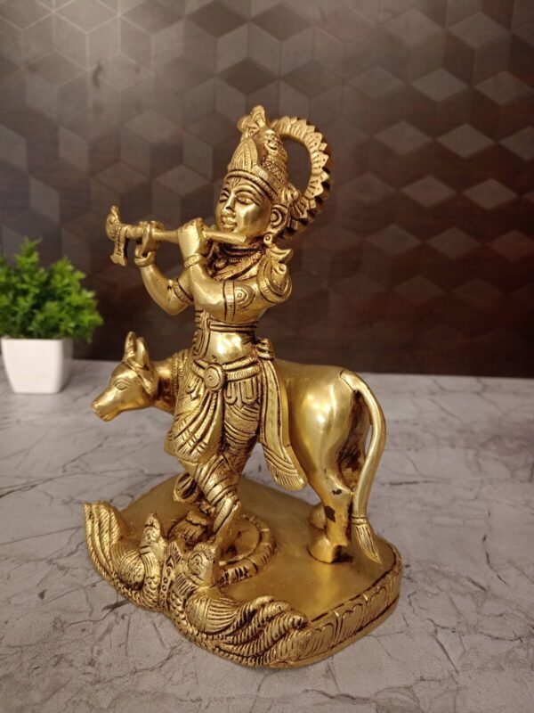 Buy Brass Krishna With Cow Idol- 8″ Antique Showroom Trichy - Image 4