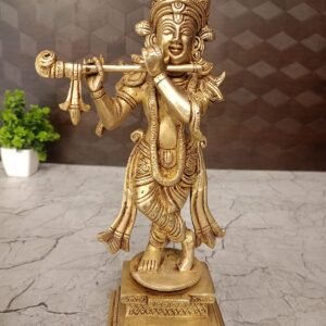 Buy Brass Krishna with Square and Round Base- 9.5″ Antique Showroom Trichy