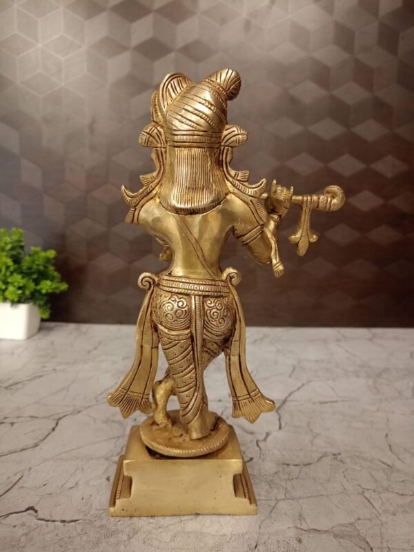 Buy Brass Krishna with Square and Round Base- 9.5″ Antique Showroom Trichy - Image 4