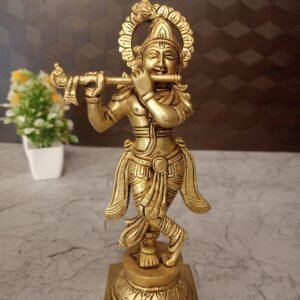 Buy Brass Krishna with peacock feather on head 8.5″ Antique Showroom Trichy