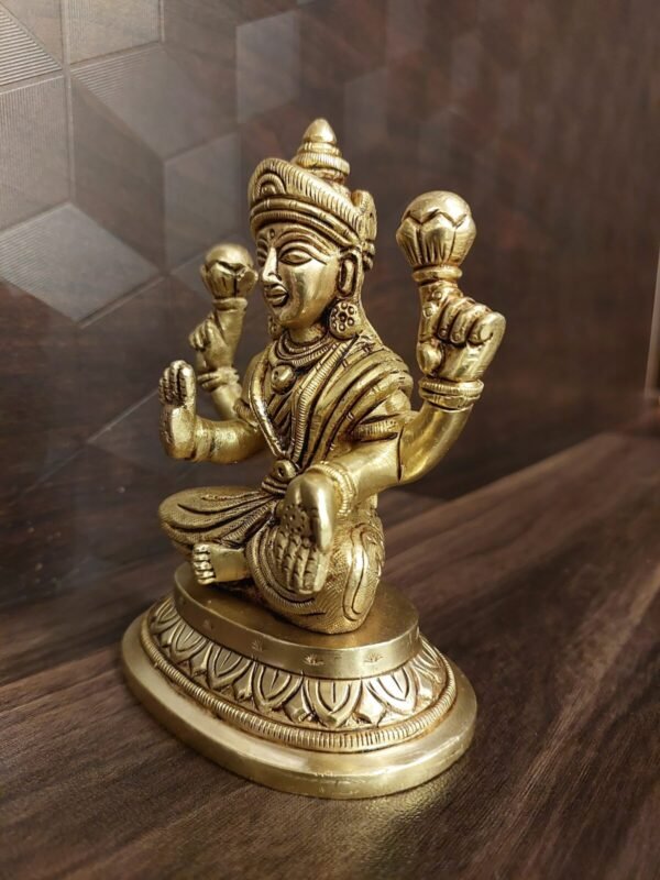 Buy Brass Lakshmi For Pooja 5″ Antique Showroom Trichy - Image 3